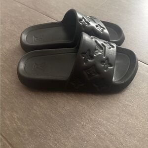 LV Black Monogram Slide Sandals